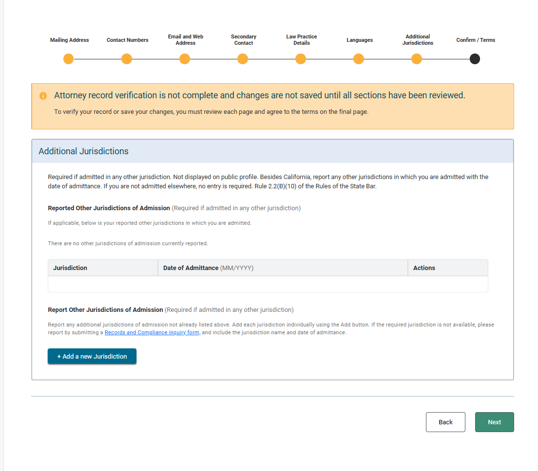 Confirm your attorney record information