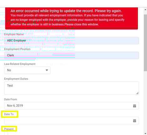 Employer error