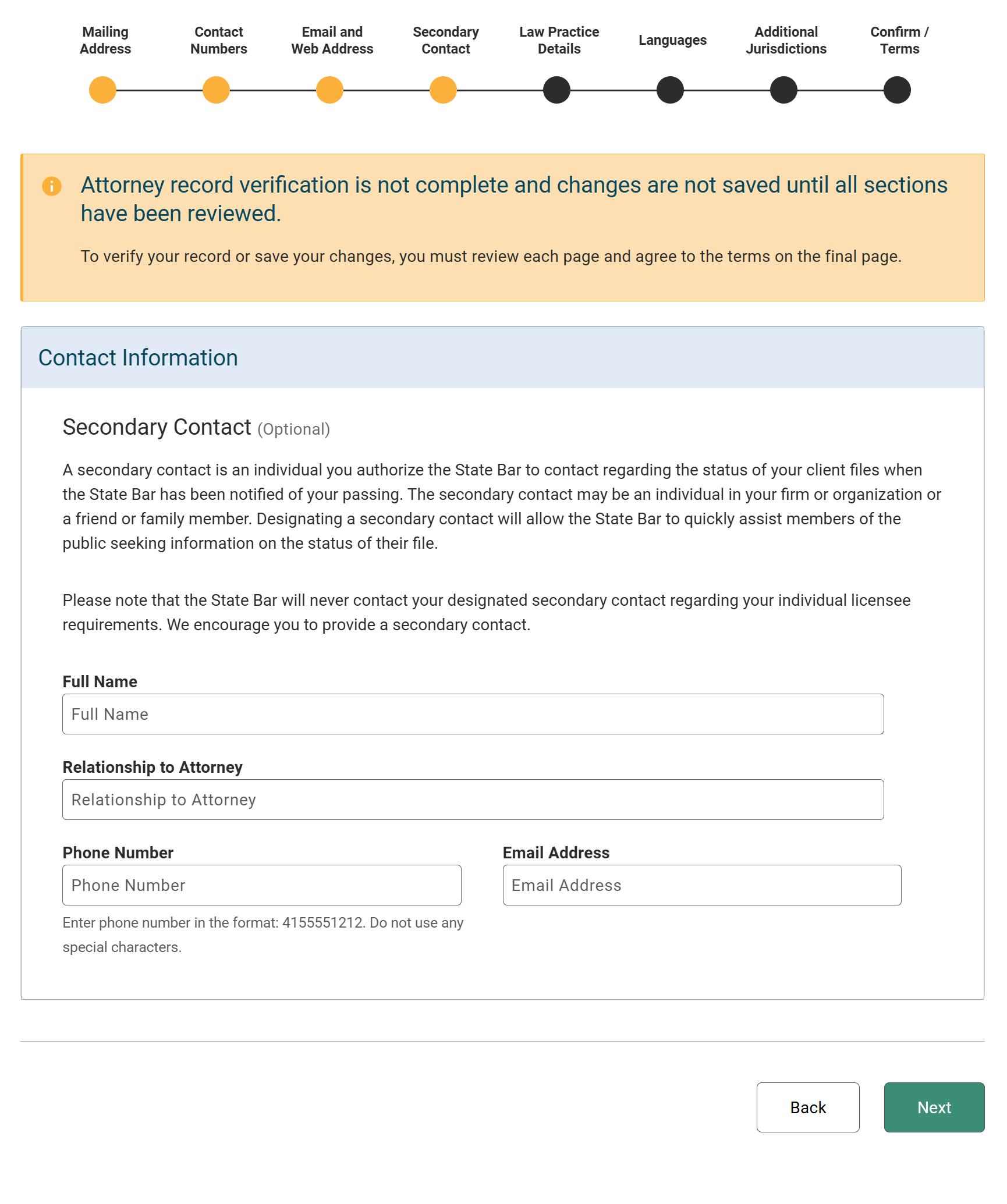 Complete your attorney record verification requirement