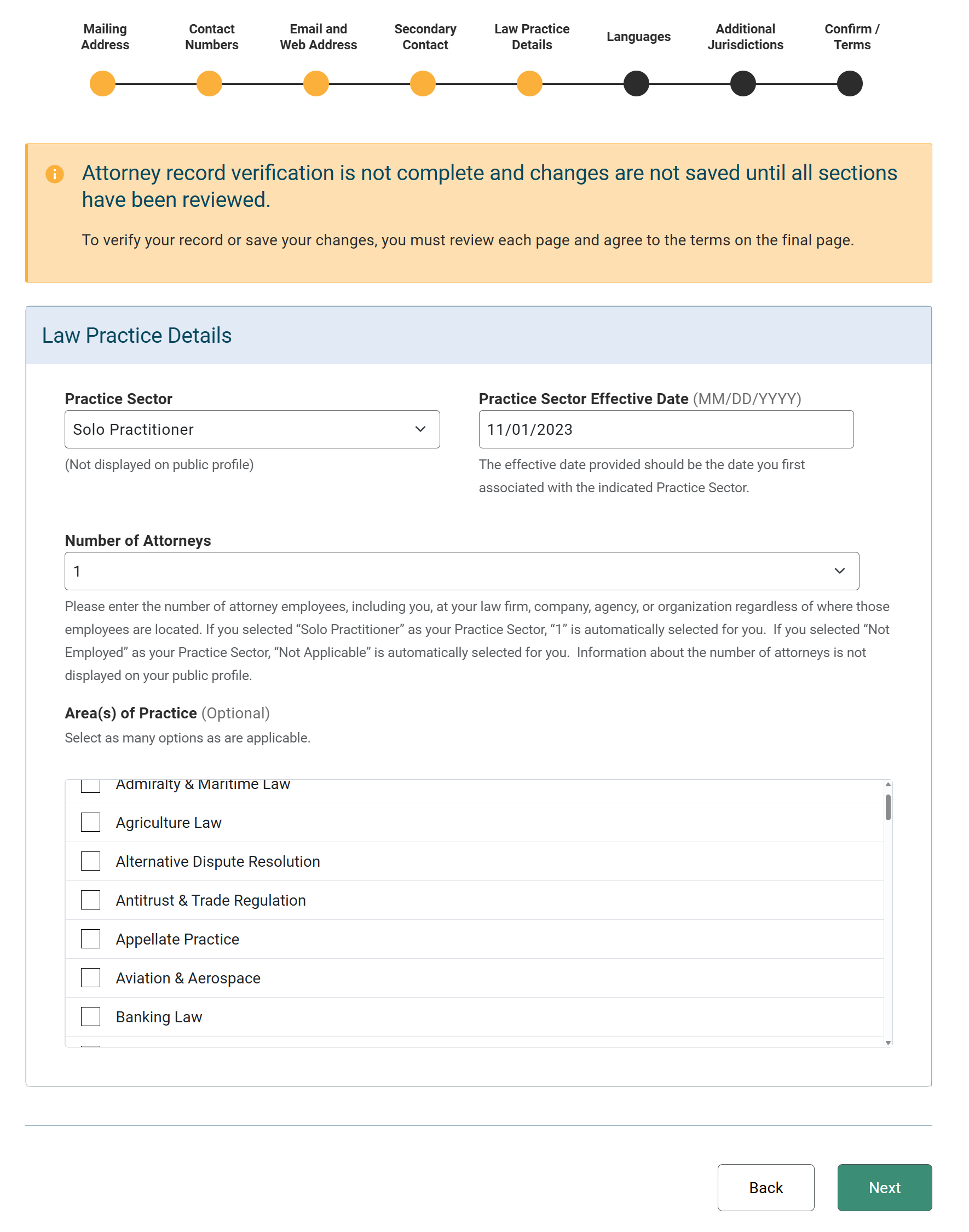 Complete your attorney record verification requirement