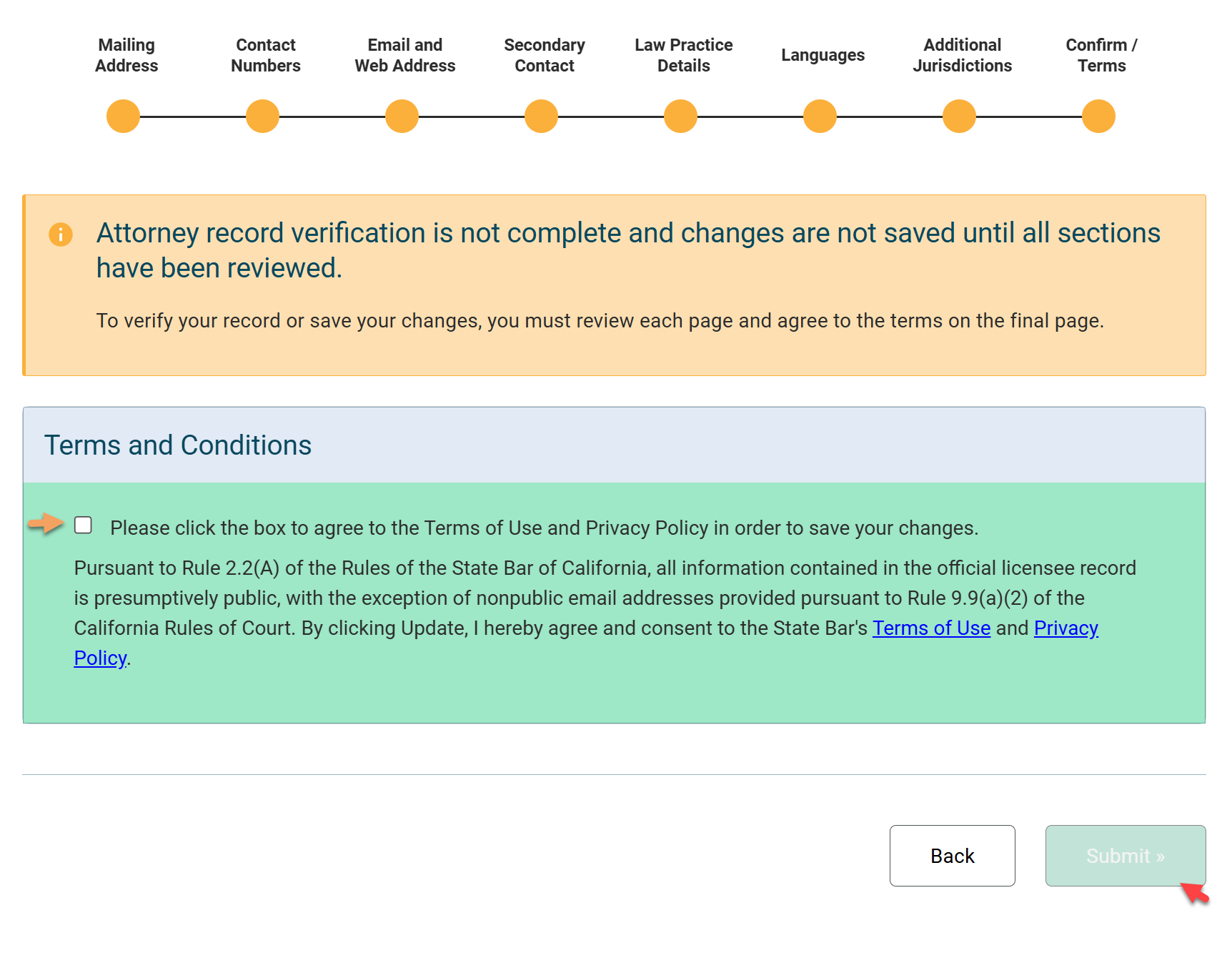 Complete your attorney record verification requirement