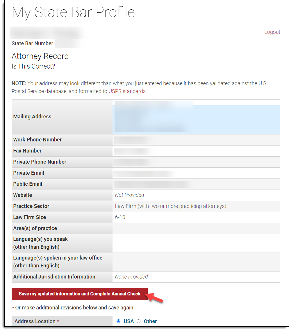 Confirm your attorney record information