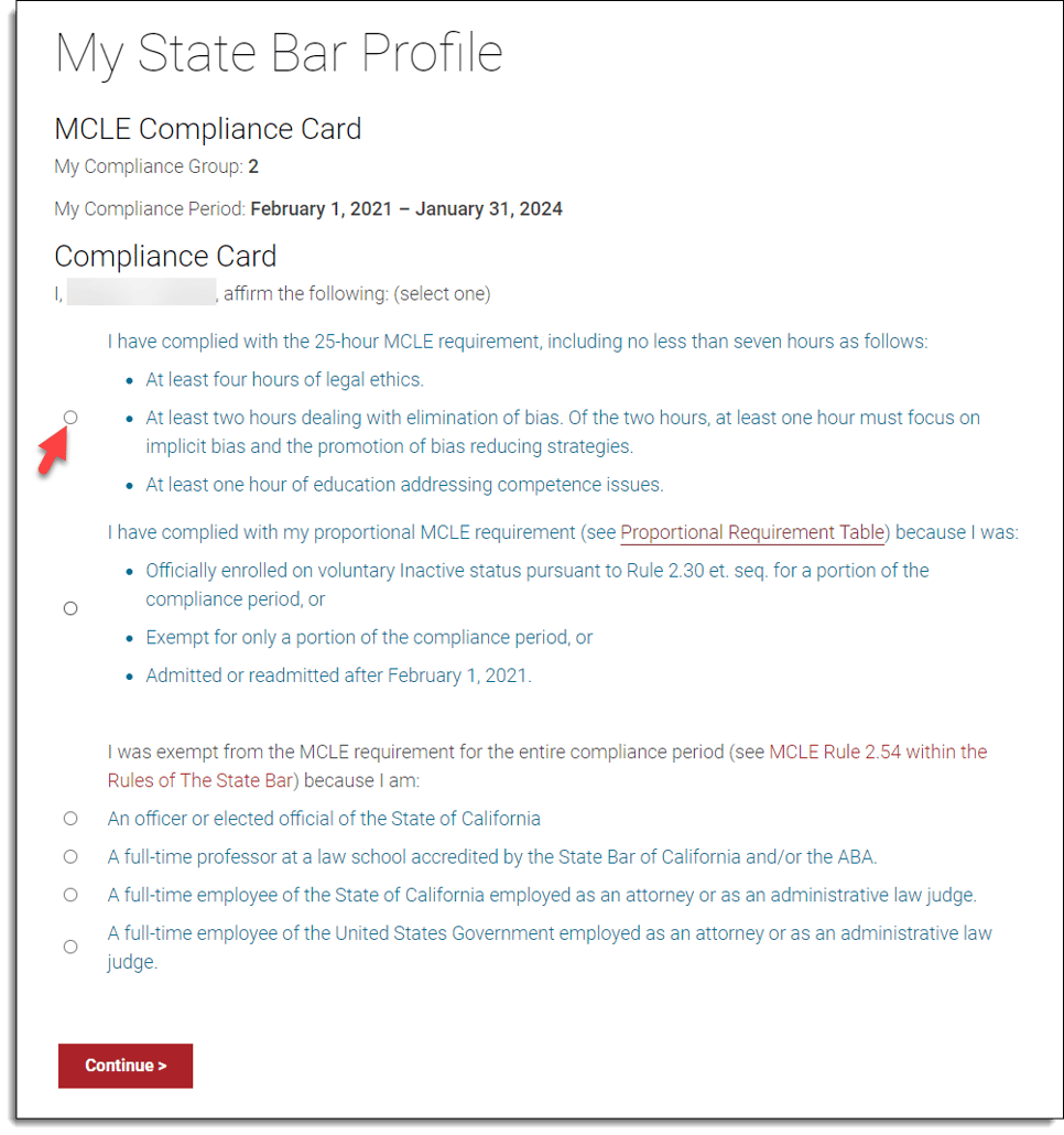 Report MCLE compliance
