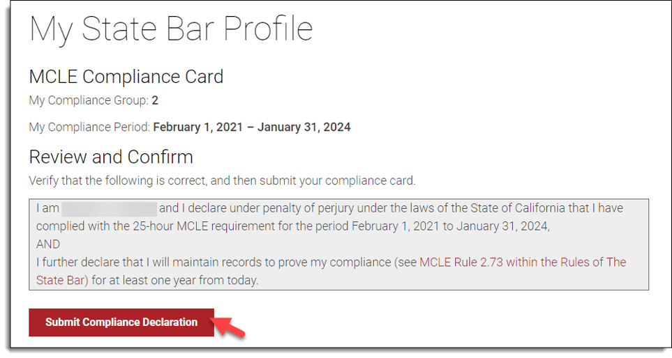 Report MCLE compliance