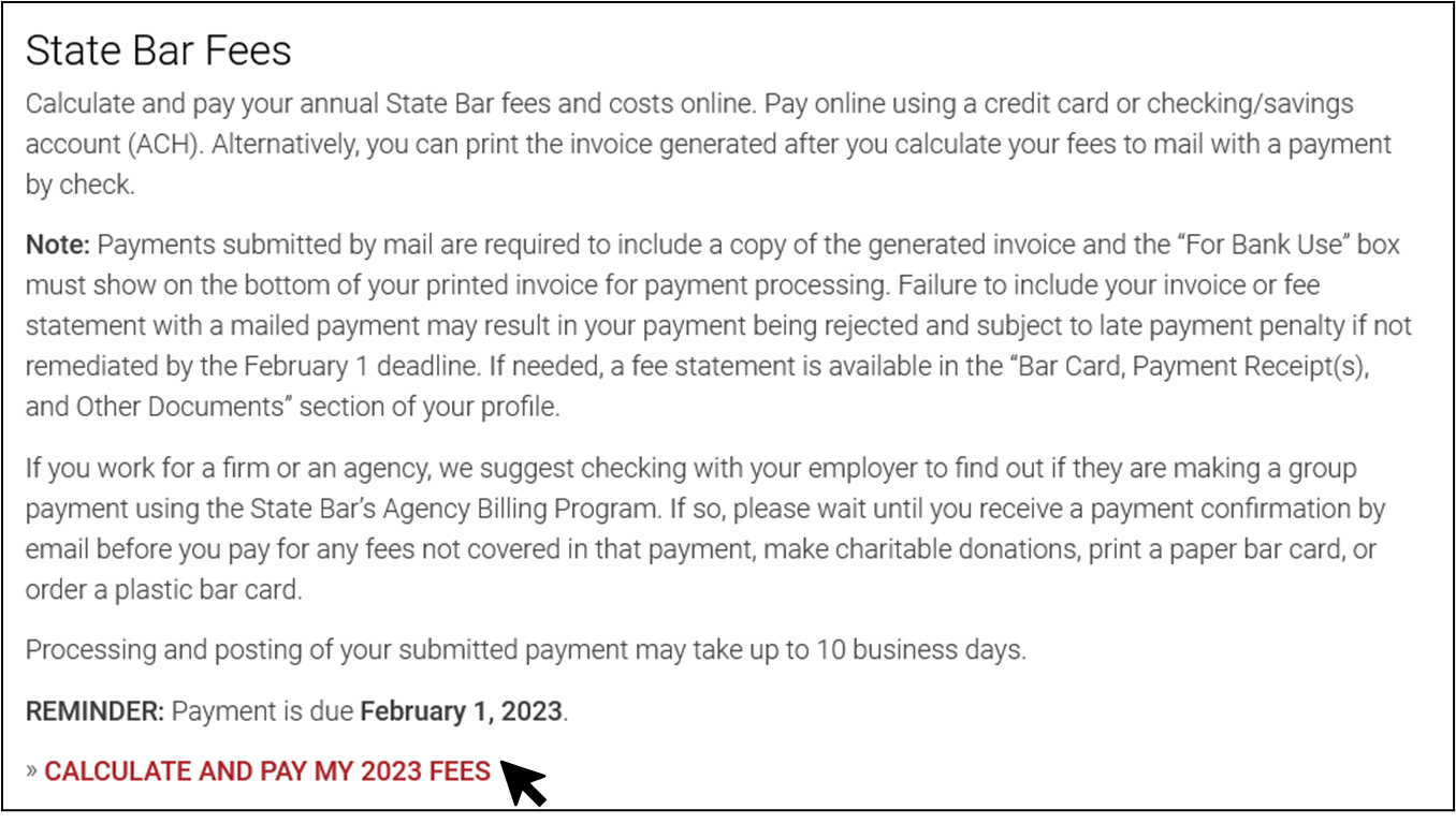 Pay your annual fees